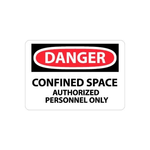 National Marker Co NMC OSHA Sign, Danger Confined Space Authorized Personnel Only, 10in X 14in, White/Red/Black D643PB - main